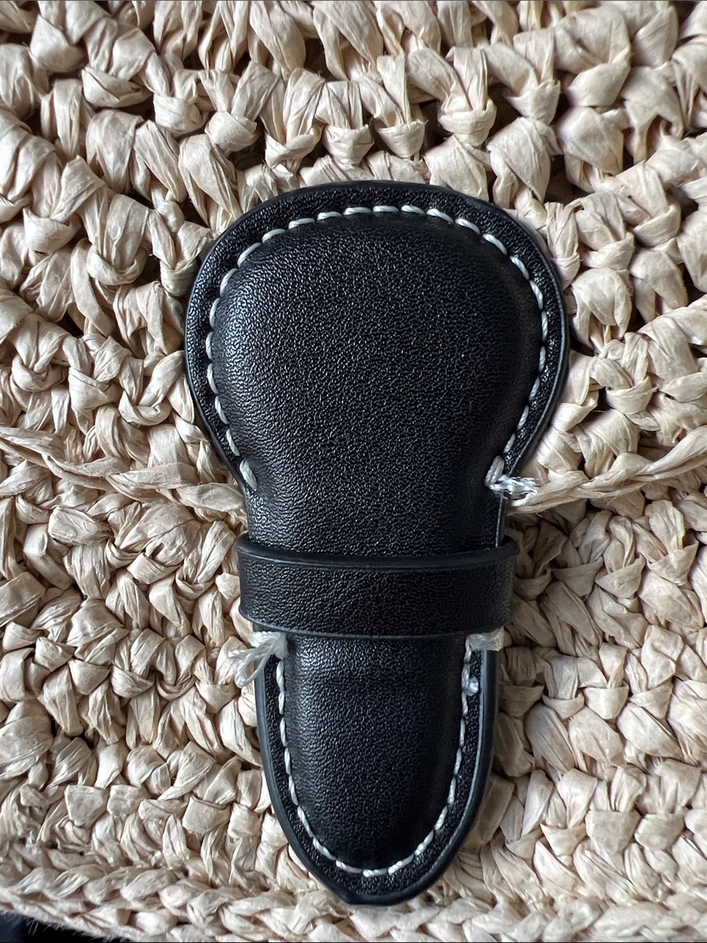Zara Half Moon Woven Straw Crossbody Bag with Black Leather Trim - Picture 4 of 5